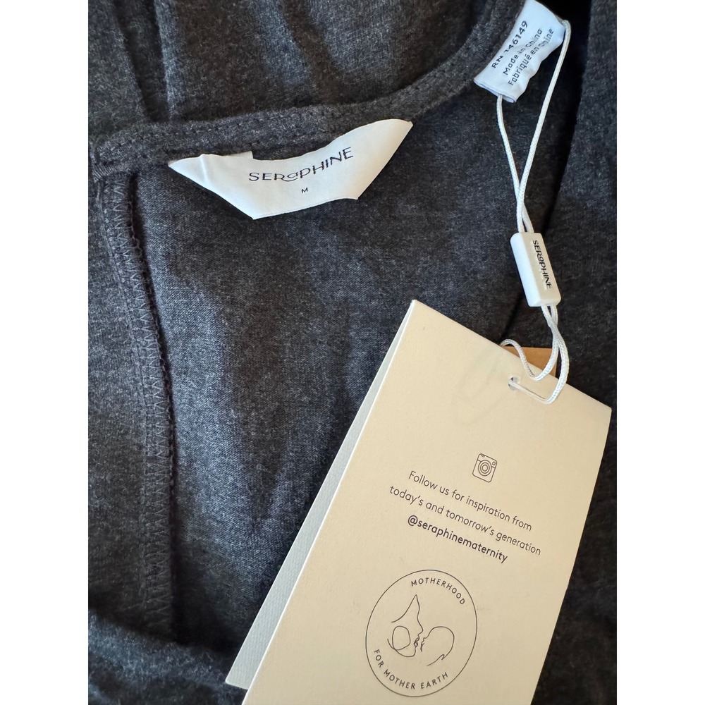 Seraphine | Organic Cotton Maternity & Nursing Labor Gown - Button-Down Grey - Picture 5 of 5